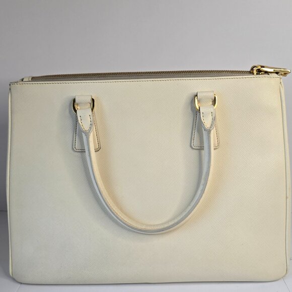 Prada Galleria MM Off-White Saffiano Leather Tote | Strap + Entrupy | Rank A - Picture 4 of 16